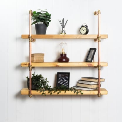 Wall-Mounted-Shelving-Unit-With-Reclaimed-Wooden-Shelves-Copper-Pipe-Style-4