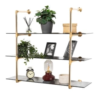 Wall-Mounted-Shelving-Unit -Industrial-Brass-Pipe-with-Tinted-Glass-Shelving-5