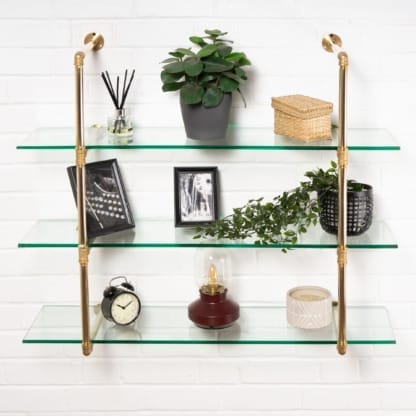 Wall-Mounted-Shelving-Unit-Industrial -Brass-Pipe-with-Glass-Shelving-4