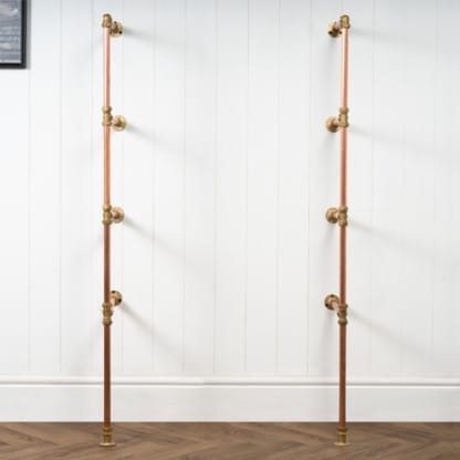 Floor-Mounted-Tiered- Shelving-Unit-Without-Shelves-Copper-Pipe-and-Brass-Style