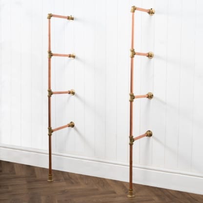 Floor-Mounted-Tiered- Shelving-Unit-Without-Shelves-Copper-Pipe-and-Brass-Style-2