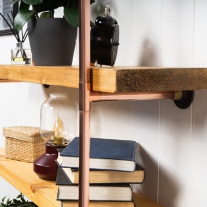 Wall-Mounted-Shelving-Unit-With-Reclaimed-Wooden-Shelves-Copper-Pipe-Style-2