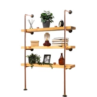 Floor-Mounted-Shelving-Unit-With-Reclaimed-Wooden-Shelves-Copper-Pipe-Style-6