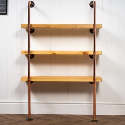 Floor-Mounted-Shelving-Unit-With-Reclaimed-Wooden Shelves-ThickCopper-Pipe-Style-10