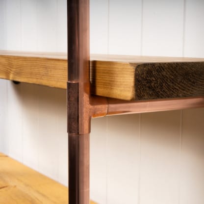 Floor-Mounted-Shelving-Unit-With-Reclaimed-Wooden Shelves-ThickCopper-Pipe-Style-12