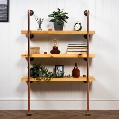 Floor-Mounted-Shelving-Unit-With-Reclaimed-Wooden Shelves-ThickCopper-Pipe-Style-13