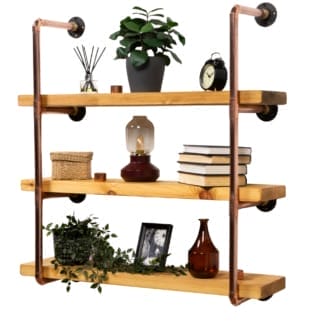 Wall-Mounted-Shelving-Unit-With-Reclaimed-Wooden-Shelves-Thick-Copper-Pipe-Style-3