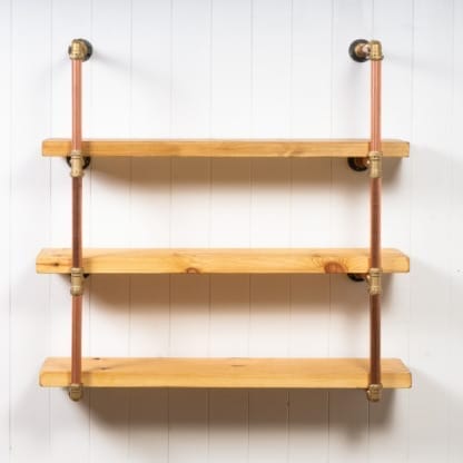 Wall-Mounted-Shelving-Unit-With-Reclaimed-Wooden-Shelves-Thick-Copper-Pipe-and-Brass-Style-4