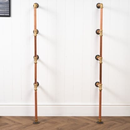 Floor-Mounted-Shelving-Unit-With-Reclaimed-Wooden-Shelves-Thick-Copper-Pipe-and-Brass-Style-4