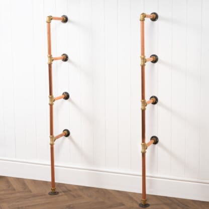 Floor-Mounted-Shelving-Unit-With-Reclaimed-Wooden-Shelves-Thick-Copper-Pipe-and-Brass-Style-3
