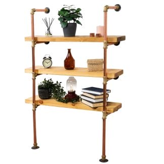 Floor-Mounted-Shelving-Unit-With-Reclaimed-Wooden-Shelves-Thick-Copper-Pipe-and-Brass-Style-7