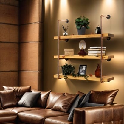 Wall-Mounted-Shelving-Unit-With-Reclaimed-Wooden-Shelves-Copper-Pipe-Style-10