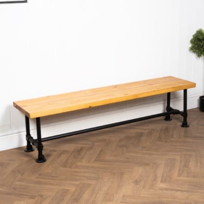 Rustic-Bench-with-Pipe-Legs-Industrial-Powder-Coated-Pipe-Style-2