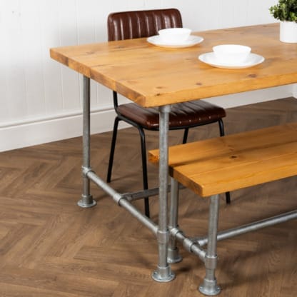 Rustic-Dining-Table-with-Pipe-Legs- Industrial-Silver-Key-Clamp-Pipe-and-Reclaimed-Timber -Style-4