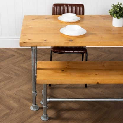 Rustic-Dining-Table-with-Pipe-Legs- Industrial-Silver-Key-Clamp-Pipe-and-Reclaimed-Timber -Style-6