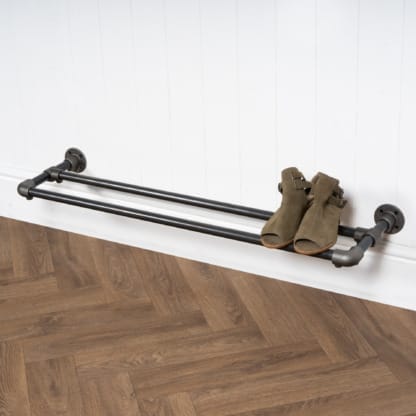 Wall-Mounted-Shoe-Rack-Raw-Steel-Key-Clamp-Pipe-Style-2