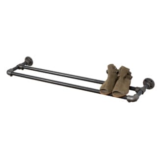 Wall-Mounted-Shoe-Rack-Raw-Steel-Key-Clamp-Pipe-Style
