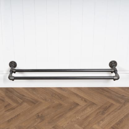Wall-Mounted-Shoe-Rack-Raw-Steel-Key-Clamp-Pipe-Style-4