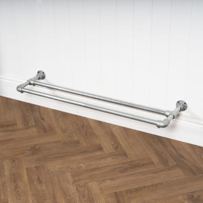 Wall-Mounted-Shoe-Rack-Industrial-Silver-Key-Clamp-Pipe-Style-3