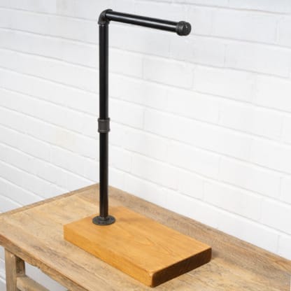 Free-Standing-Towel-Rail-With-Wooden-Base-Industrial-Raw Steel Pipe Style-4