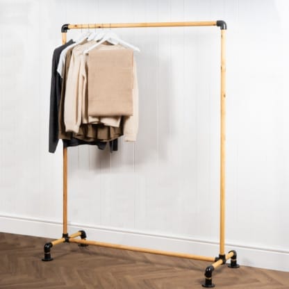 Freestanding-Single-Clothing-Rail-Solid-Wood-Style-2