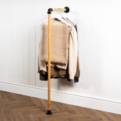 Wall-and-Floor-Mounted-Clothing-Rail-Solid-Wood-Style-2