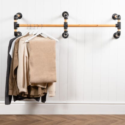 Wall-Mounted-Twin-Clothing-Rail-Solid-Wood-Style-4
