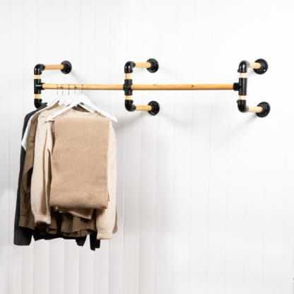 Wall-Mounted-Twin-Clothing-Rail-Solid-Wood-Style-2