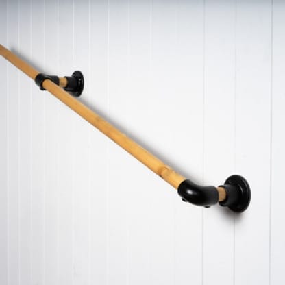 Elbow-Stair-Rail-Solid-Wood-and-Black-Key-Clamp-Style-2