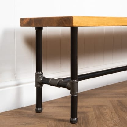 Rustic-Bench-with-Pipe-Legs-Raw-Steel-Pipe-and-Reclaimed-Timber-Style-3