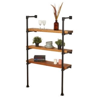 Floor-Mounted-Shelving-Unit-With-Reclaimed-Wooden-Shelves-Industrial-Square-Key-Clamp-Style