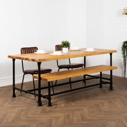 Rustic-Dining-Table-with-Pipe-Legs-Powder-Coated-Key-Clamp-Pipe-and-Reclaimed-Timber-Style-5