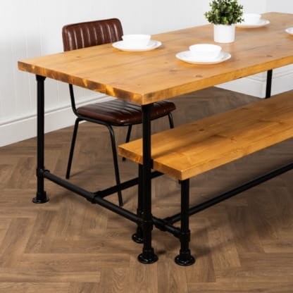 Rustic-Dining-Table-with-Pipe-Legs-Powder-Coated-Key-Clamp-Pipe-and-Reclaimed-Timber-Style-3