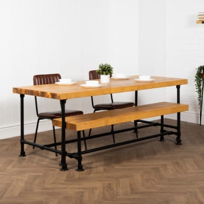 Chunky-Rustic-Dining-Table-with-Pipe-Legs-Powder-Coated-Pipe-and-Reclaimed-Timber-Style-4