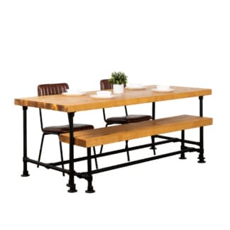 Chunky-Rustic-Dining-Table-with-Pipe-Legs-Powder-Coated-Pipe-and-Reclaimed-Timber-Style