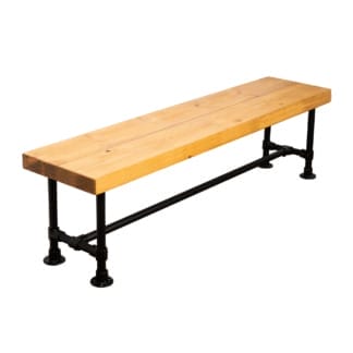 Chunky-Rustic-Bench-with-Pipe-Legs-Powder-Coated-Key-Clamp-and-Reclaimed-Timber-Style