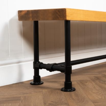 Chunky-Rustic-Bench-with-Pipe-Legs-Powder-Coated-Key-Clamp-and-Reclaimed-Timber-Style-4