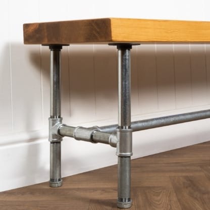 Chunky-Rustic-Bench-with-Pipe-Legs-Industrial-Silver-and-Reclaimed-Timber Style-1