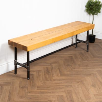 Chunky-Rustic-Bench-with-Pipe-Legs-Raw-Steel-and-Reclaimed-Timber-Style-1