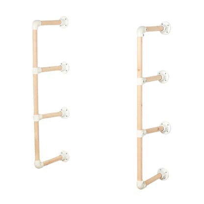 Wall-Mounted-Wooden-Pipe-Shelving-Unit-Without-Shelves-White-Powder-Coated-Key-Clamp-Style-2