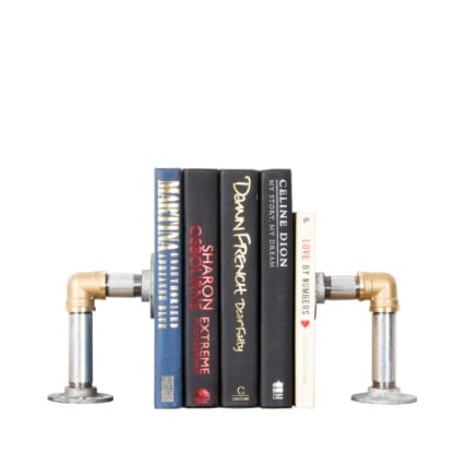 Book-Ends-Industrial-Silver-and-Brass-Pipe-Style