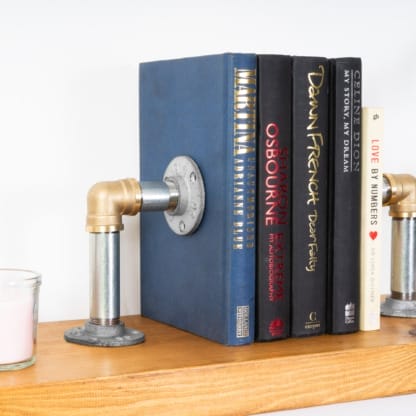 Book-Ends-Industrial-Silver-and-Brass-Pipe-Style-4