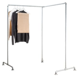 Free-Standing-Corner-Clothes-Rail-Industrial-Silver-Pipe-Style-1