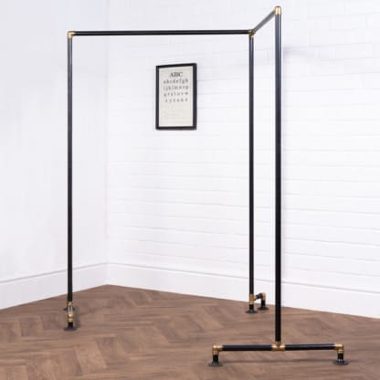 Free-Standing-Corner-Clothes-Rail-Industrial-Raw-Steel-and-Brass-Pipe-Style-4