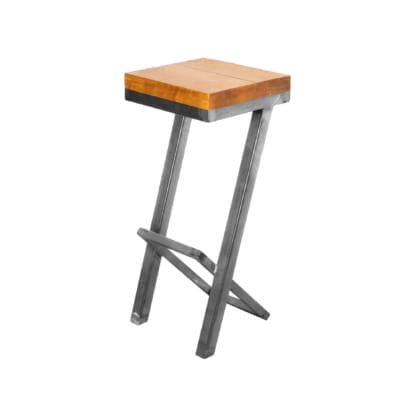 Reclaimed-Timber-and-Industrial-Box-Steel-Backless-Bar-Stool-2