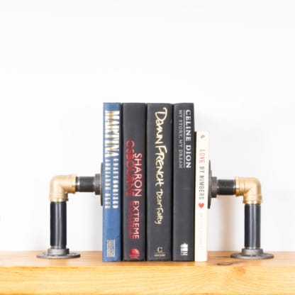 Book-Ends-Industrial-Raw-Steel-and-Brass-Pipe-Style-2