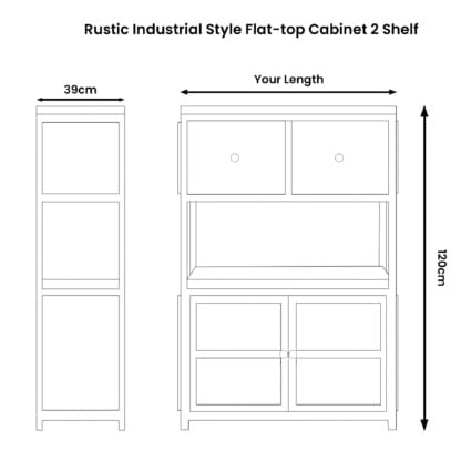Rustic Industrial Style Flat-top Cabinet 2 Shelf-2