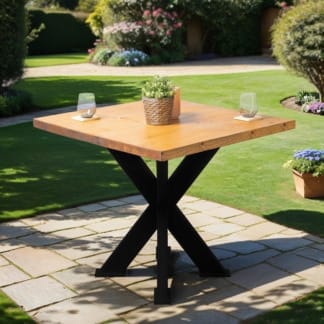 Garden-Table-with-X-Steel-Leg-Industrial-Reclaimed-Timber-Style