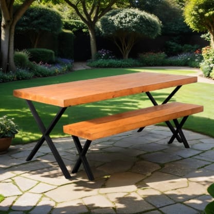 Chunky-Rustic-Garden-Table-with-X-Legs-2
