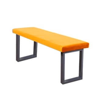 Sunny-Orange-Upholstered-Bench-with-Square-Legs-2